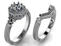 Round Cut Octagon Ring With Band 0283 | 3D