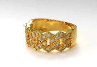 Cuban one row diamond ring design | 3D