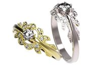 Gold ring with a diamond 39 3D Model