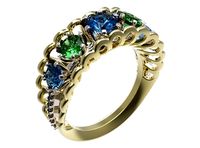 Gold ring with a diamond 42 3D Model