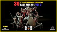 30 Stylized Superhero Character Base Meshes - VOL 3