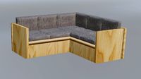 Corner wooden sofa made of snake skin