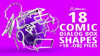3D 18 Low poly Zbrush IMM brush set of comic dialogue boxes