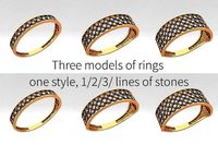 Three rings in one style with different lines of stones
