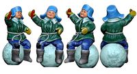 001352 seating boy on a snowball with a carrot in hand