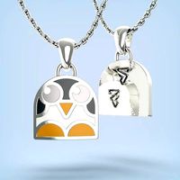 Penguin cloisonne enamel pendant | 3D
