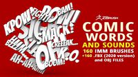 160 Low poly Zbrush IMM brush set of comic dialogue sound words
