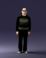 An elderly man in socks and glasses 0102