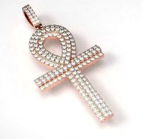 Ank cross diamond pendant | 3D