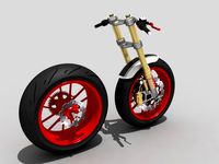 Motorcycle wheels and front suspension 3D Model