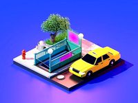 Taxi 3d model render in blender