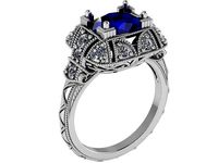 Oval Stone Fashion Milgrain Ring 0265 | 3D