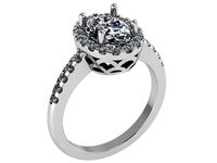 Oval Halo Diamond  Ring 0209 | 3D