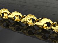 acorn 9k 9ct tulip link plain and pattern | 3D