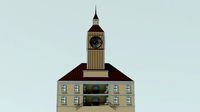 Simple low poly Town hall pbr game ready Free low-poly
