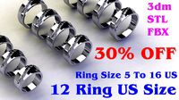 12 Different Ring Size US