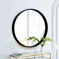 Wood round mirror
