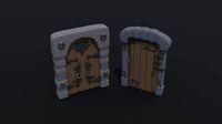 Cartoon fantasy dungeon door Polygonal Style