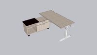 HA desk with modesty, cityline credenza with cushion