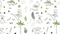 Dinossauro, Coqueiro e Vulcão Verde e Preto - PADN1011