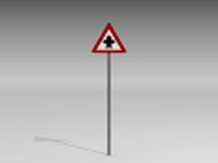 Junction with minor roads sign 3D Model