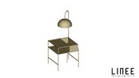 Mesa de cabeceira com luminária wire em ferro