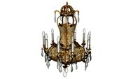 LUSTRE CORBEILLE EN CRISTAL ET BRONZE DORÉ, FIN DU 19E SIÈCLE