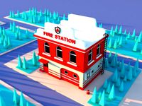 Cute Cartoon fire station - department