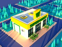Cute cartoon city supermarket