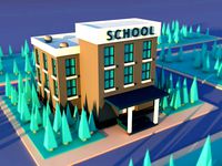 Cute cartoon city school