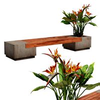 Outdoor bench with Bird Of Paradise flower (334315)