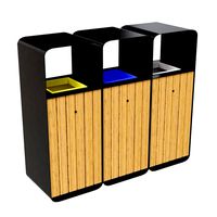 HANKO M Triple-Sort Modular Recycling Bin for Outdoor - Optional Ashtray (334308)