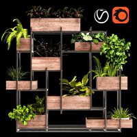 Stand Of Plants With Wood Boxes (333397)