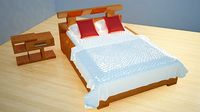 Bed with Lap Side Table 3D Model