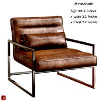 Michael Weiss Delancy Loft Masculine Brown Leather Steel Armchair (330372)