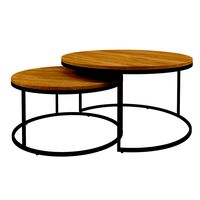 Spiro oak & black set of industrial round coffee table Actona (329114)