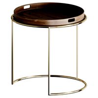 Train DL coffee table round with a tray dark/brass (326031)