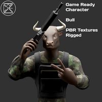 Character Military Bull with Weapon Rifle (325848)