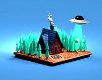 House with cows and UFOs (325070)