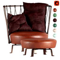 Baxter Pedro Armchair and Pouffe (323708)