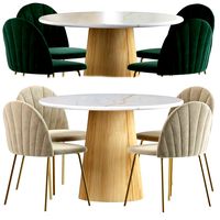 Dubai dining chair and Anton Round Marble Dining Table (323655)