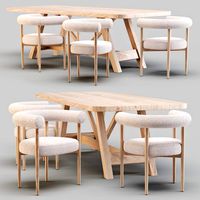 Dining Set Crate and Barrel Aya Table and Mazz Boucle Chair (321941)