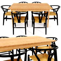Oslo Oak Dining Table and Natural Hans Wegner Replica Wishbone Chairs (321427)