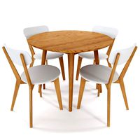 Dion Parquet Round Dining Table and Luca Oslo Dining Chairs white (321424)