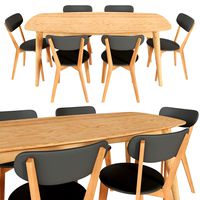 Oslo Oak Dining Table and Luca Oslo Dining Chairs black (321422)