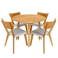 Dion Parquet Round Dining Table and Bjorn Dining Chairs white (321420)