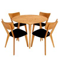 Dion Parquet Round Dining Table and Bjorn Dining Chairs black (321418)