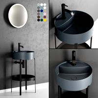 Nic Design Console Round Washbasin and mirror (320402)