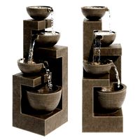 Four Bowl High Gray LED Cascading Outdoor Fountain (319599)