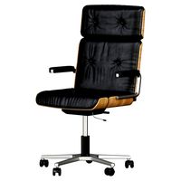 Black leather Giroflex Swivel office chair by Martin Stoll (319153)